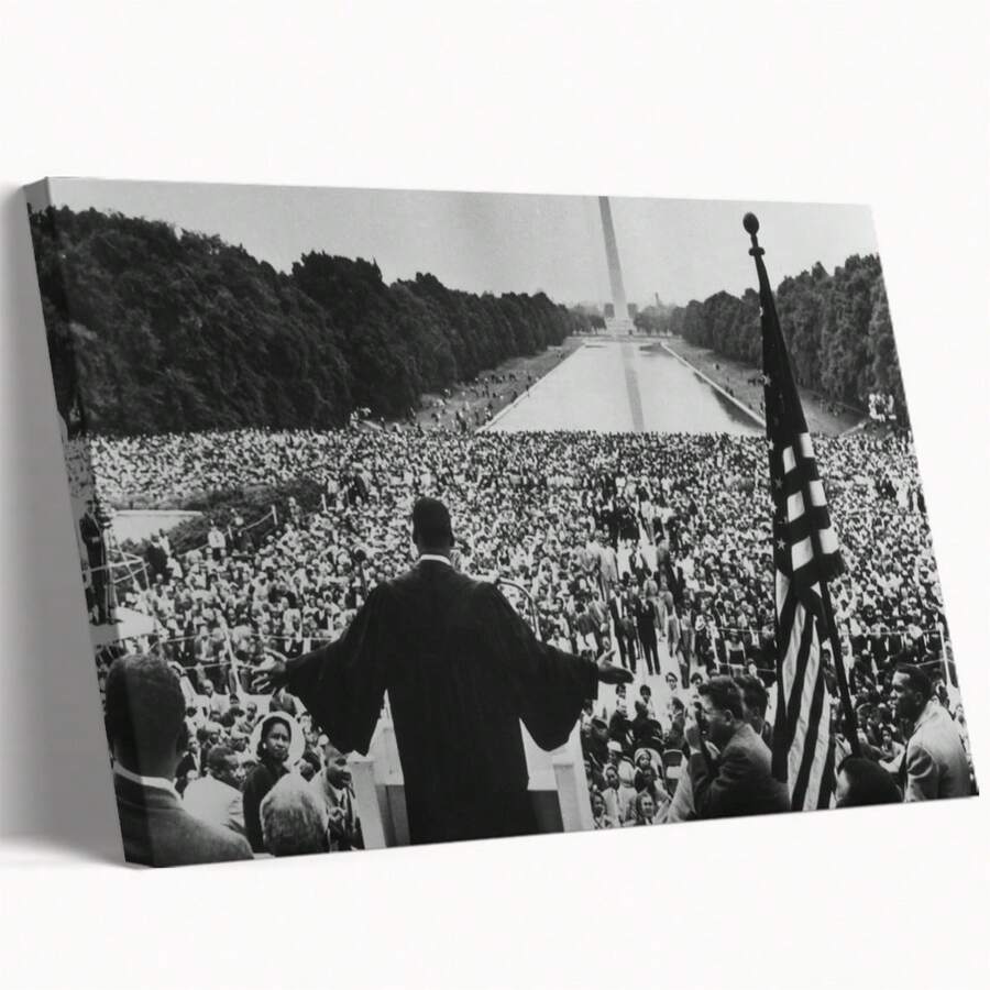 Luther King Poster, I Have A Dream, White Wall Art, Vintage Photography, Mlk Print, Civil Rights Photo Poster Canvas Painting Printing Wall Art Aesthetic Decoration Suitable For Home Decoration - Multicolor - View 1