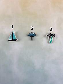 6pcs/Set Coconut Tree And Sea Turtle Cartoon Pattern Charms Compatible With Sandals, Bracelets, DIY Decorations, Beach Resort Vacation Birthday Holiday Gift