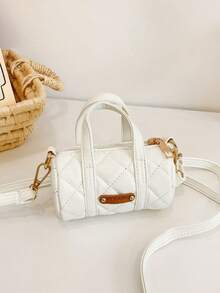 1 件时尚简约纯色儿童包韩版时尚钻石形状迷你桶包婴儿手提包