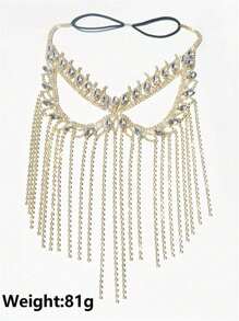 1pc Sparkly Rhinestone Mask With Tassels, Personalized Jewellery Face Decoration For Party Masquerade Ball