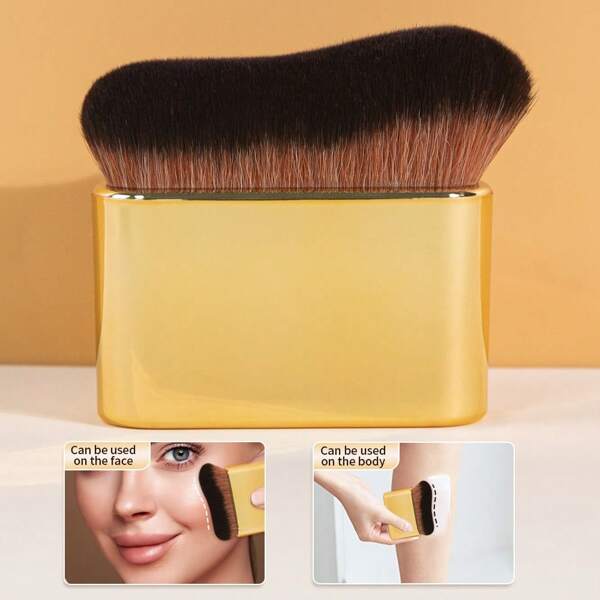 1pc New Multifunctional Wave Pattern Flat Foundation Brush - Soft Contour Face, Compact & Portable