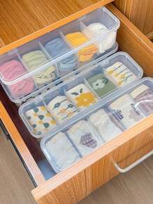 1pc Multi-Functional Transparent Plastic Box - Various Sizes Multi-Compartment Storage Box For Organizing Underwear, Socks, Beads, Craft Supplies, Jewelry, Hair Ties, Diamond Painting, Tea Bags, Instant Coffee, Sugar Packets, Earphones, Data Cables, Chargers, Fishing Lures, Small Items Desk, Dresser For Office And Home Organization, Dust And Water Proof, Back To School