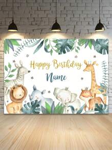 1PC Can Be Customised With Three Sizes Of Personalised Jungle Backdrop Custom Name, Jungle Animal Birthday Backdrop Decoration Ideas, Jungle Themed Birthday Party Custom Supplies, Wild Party Custom Supplies, Durable Vinyl, Reusable, No Need For Electricity Can Be Hanged