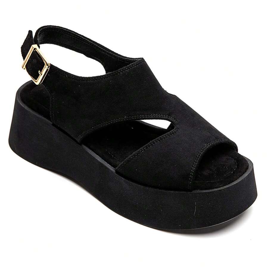 Sandalias de plataforma de novia estilo arrière croisé – Confort et allure moderne - Negro - Ver 1