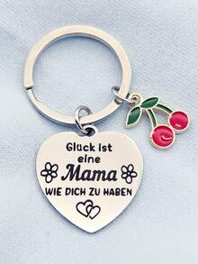 1pc Mother's Day Quote Keychain With Adorable Cherry Accessories, Warm Gift For Mother - Steel - View 6
