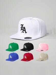 1 件可调节帽檐刺绣 LA 棒球帽，户外防晒休闲帽，适合春季、秋季、旅行、海滩、男士、Y2K 风格