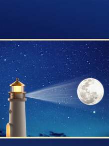 1Pc Moonlight Lighthouse Projectielamp, Sfeer Nachtlampje, Bluetooth Speaker Creatieve Muziek Afstandsbediening Menselijke Sensor Ornament Kleine Tafellamp, Verstelbare Volume Luidspreker, Woondecoratie, Slaapkamerdecoratie, Cadeau