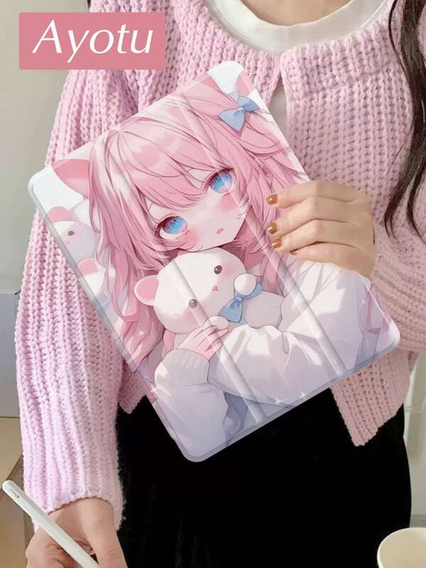 Ayotu Étui de protection mignon avec motif fille anime rose, compatible avec iPad 10e génération, étui de protection anti-choc compatible avec Samsung Galaxy Tab A8 10,5 pouces 2022, iPad 9e génération (10,2 pouces), iPad Pro 11 pouces 2021 et iPad 10e génération