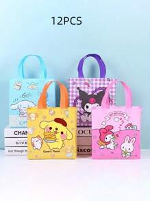 Sanrio 1/4/6/12 pièces Sac Kuromi Sanrio, Anime My Melody Cinnamoroll, grand sac fourre-tout en tissu non tissé imprimé, idéal pour ranger des livres, cadeaux kawaii pour les vacances