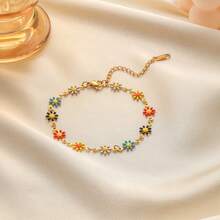 Vacation Casual Daisy Flower Titanium Steel Bracelet - Daisy Flower Titanium Bracelet - View 2