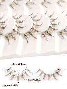 Rikuaild 6 Pairs Brown Cartoon Style False Eyelashes, Delicate & Soft, With Transparent Bands, Can Extend Lashes - Spiky Manga Lashes - View 3