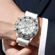 1 Stück - Herren Quarzuhr - bequemes Silikonarmband, Gehäuse aus Legierung, Analoganzeige - Vatertagsgeschenk, bestes Geschenk für Männer