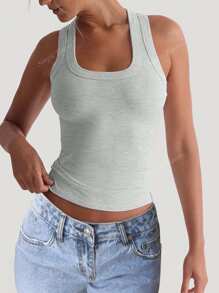Simple Flavor Women's Summer Y2K Sexy Pure Desire Basic Casual Sports Home Square Neck Vest Top