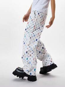 Baggy White Straight Leg Denim Pants Fashion Casual Relaxed Fit Hip Hop Non Stretch Relaxed Long Jeans Summer Mid Rise Streetwear - 白色 - 查看 8