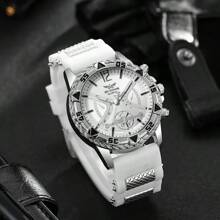 1 Stück - Herren Quarzuhr - bequemes Silikonarmband, Gehäuse aus Legierung, Analoganzeige - Vatertagsgeschenk, bestes Geschenk für Männer
