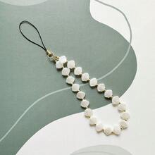 Fashionable Faux Pearl Shell Style Handmade Beaded Phone Lanyard, Minimalist & Versatile Cellphone Charm - Multicolor - View 7