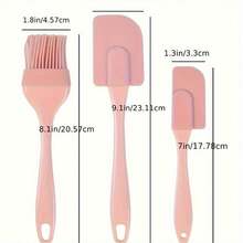 耐热 3 件套硅胶刮刀和糕点刷套装 - 不粘、食品接触安全厨房烘焙工具，适用于烹饪和烘焙