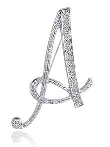1 件 A-Z 26 个字母别针胸针镀银金属胸针别针-透明水晶首字母胸针 - 銀色 - 查看 29