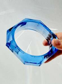 1pc Summer New Geometric Rhombus Transparent Resin Bracelet, Personalized Creative Stacking Jewelry Gift