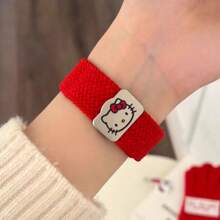 Sanrio 1pc Sanrio Minimalist Fashion Woven Magnetic Clasp Hello Kitty Apple Watch Band Strap, Adjustable Magnetic Clasp Apple Watch Band, Compatible With Apple Watch Series 38/40/41/S10 42/44/45/49/S10 46mm, Apple Watch Ultra/SE/8/7/6/5/4/3/2/1