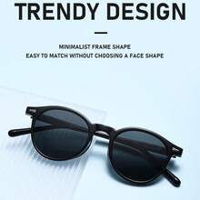 1pc Super Lightweight Round Frame Fashion Glasses, Wood Frame Boston Style - Same Style, Multiple Colors - View 5