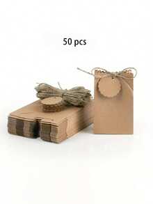 20/10pcs Vintage Kraft Paper Bags With Ribbons And Tags, Gift Packaging Boxes, Suitable For Weddings, Birthday Favors, Christmas Parties, Mother's Day, Graduation Gifts, Valentine's Day, Party Decorations - Multicolor - View 18