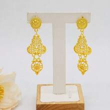 Gold Plated Three-Layer Necklace, Long Pendant, Jewelry Set, African Women's Banquet, Wedding Accessories - BJ830 - View 7