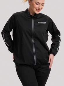 1 Pc Plus Size Zipper Sports Sweatshirt Sauna Jacket Workout Fitness Sweat Suits For Women Weight Loss