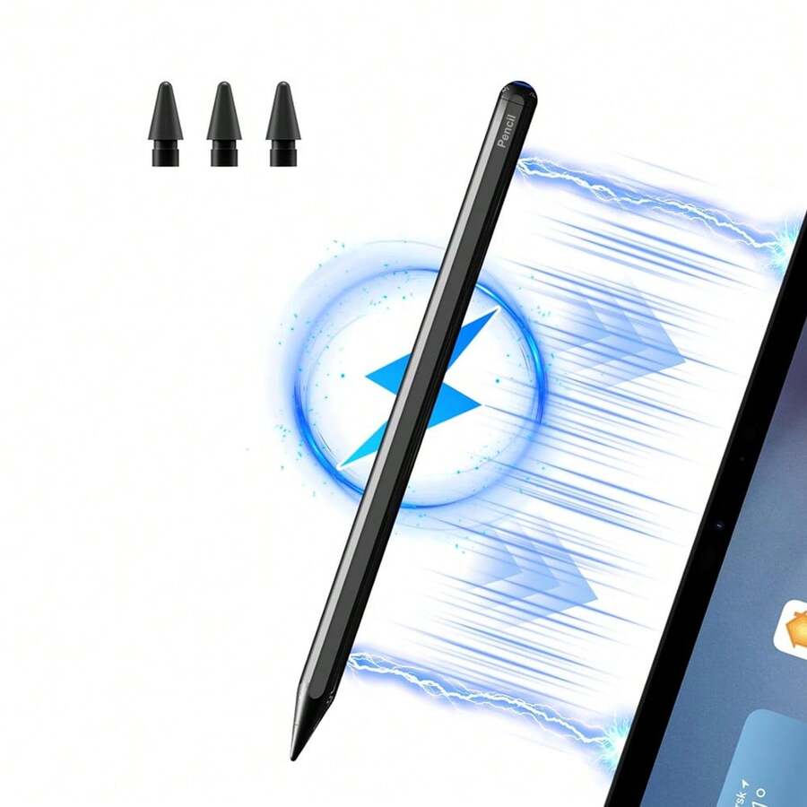 兼容 iPad (2025-2018) 的触控笔、具有防误触功能的第二代 iPad 触控笔、倾斜压力灵敏度、兼容 iPad 11/10/9/8/7/6、iPad Air 7/6/5/4/3、iPad Pro 13 英寸/12.9 英寸/11 英寸、iPad Mini 7/6/5、磁性充电、包含 3 个替换笔尖、适用于最新 iPad 型号 - 黑色 - 查看 1
