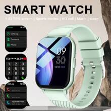 1pc Unisex Silicone Band Smart Watch, 1.83 Inch TFT High-Definition Touch Screen With Temperature, Weather Forecast, Bluetooth, Sports Information Reminder, Alarm Clock, Date Display, Call Alert, Compatible With Android & IOS, Suitable For Daily Use
