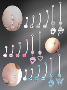 CIZME 6PCS 14G Pregnancy Belly Button Rings,Flexible Clear Acrylic Long Bar Belly Ring For Maternity,Pregnancy Wowen Maternity Flexible Plastics Belly Rings Navel Piercing Jewelry - Pregnancy Belly Rings - View 6