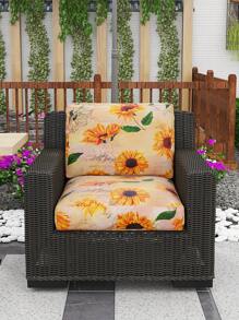 1 pièce Housse de coussin de siège de canapé en soie de mûrier imprimée numériquement, motif tournesol, haute élasticité anti-poussière, anti-salissure, antidérapante, amovible et lavable pour le patio, l'extérieur, la chambre, le salon, le bureau