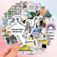 50pcs Snarky MEME Cartoon Graffiti Stickers, Waterproof For Water Bottle, Computer, Luggage, Halloween, Easter, Funny Phrases