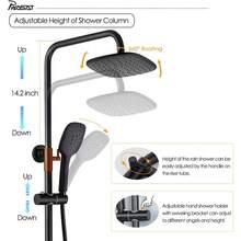 PHASAT Duschsystem Schwarz Thermostat Duscharmatur Duschset Regendusche mit 3 Funktion Handbrause und Überkopfbrause SB05D - Schwarz (schwarz) C - Übersicht 2