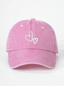 1pc White Children's Baseball Cap With Dual Heart Print, Adjustable Outdoor Casual Sunhat, Suitable For Spring, Autumn, Travel, Beach, Y2K Style For Boys And Girls - Baseball Cap - View 12