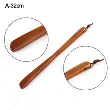 Portable Wooden Shoe Horn Easy On Off Long Handle Hanging Loop Without Bending Over Shoe Horn For Seniors Pregnant Women