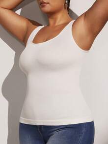 1pc Women's Seamless Black Plus Size Slimming Shapewear, Lightweight Shaping Flat Tummy Waist Cincher - White - View 8