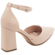 Elegant Chunky Heel Ankle Strap High Heels - Distinctive Pointed Toe Design, Suitable For Formal Occasions And Office Wear - Beige - View 4