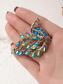 1pc New Fashion Simple Elegant Rhinestone Peacock Brooch - Multicolor - View 5
