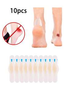 10pcs Waterproof Blister Bandages - Waterproof Gel Pads For Heel & Toe Protection, Rubber Gel Heel & Toe Protectors, Anti Friction Adhesive Patches For Blister Prevention, Transparent Relief Pads For Hiking, Sports & Shoe Comfort