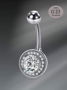 CIZME 1个14g 10mm G23钛钢肚脐环，纯钛肚脐环，女士肚脐穿刺饰品，10mm钛钢肚脐环，方形立方氧化锆肚脐穿刺饰品，14g肚脐环/肚脐钉，14g肚脐环/肚脐钉套装（男女通用），肚脐穿刺饰品 - 銀色 - 查看 11