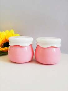 2 Peças Frasco Semi-Transparente Rosa de 10g com Tampa Branca, Pote de Geleia de Frutas, Pote de Creme Acrílico, Recipientes Cosméticos Recarregáveis, Direta da Fábrica