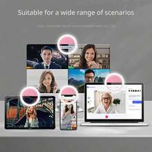 Fill lights 1 pieza Luz de anillo de selfie LED portátil, disponible en blanco/rosa/azul/negro, recargable por USB, 3 modos de iluminación, adecuado para transmisión en vivo, videoconferencia, fotografía, manicura, extensión de pestañas, tatuaje, cuidado de la piel, control táctil, decoración de habitaciones, campamento al aire libre, batería de 150mAh - Multicolor - Ver 11