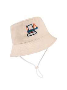 1 pieza Gorro de cubo reversible para niños con estampado de excavadora, adecuado para niños y niñas, para uso diario y protección solar - Beis - Ver 8