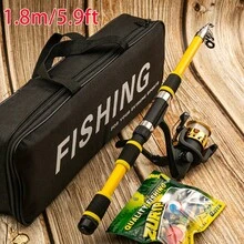 All-Levels Fishing Combo: 6ft/7ft Hi-Vis Rods Pre-Loaded Reels With 12 T-Tail Lures-Lock And Travel Gear For Beginners And Professionals - 82.68 inch Fishing Rod Set - View 6