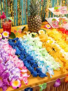1 件热带花环夏威夷花环、夏威夷草裙舞花环、项圈、颈环、胸环表演派对花环、充满活力的热带项链 - 非常适合派对、夏威夷和特殊庆祝活动、生日、节日、节日派对用品装饰的派对礼物，有多种颜色可供选择 - 彩色 - 查看 11