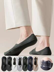 1/5/7 pares de calcetines casuales invisibles y transpirables para hombre, de colores múltiples, de corte bajo y con silicona antideslizante, para primavera/verano