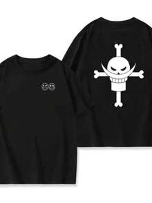 One Piece Ace Whitebeard T-Shirt Anime Manga 100% Cotton Shirt Blouse Immediate Shipping - Black - View 2