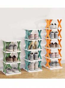 1 pieza Organizador plegable para sala de estar/dormitorio, estante DIY para zapatos sencillo, de 2 niveles, fácil de montar, disponible en 3 colores, capacidad individual de 20 kg, también se puede usar como estante de almacenamiento, ¡diseño genial!