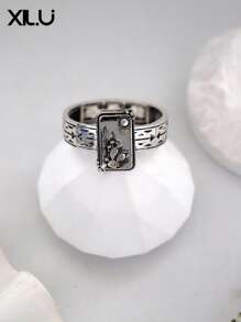 1pc Fashion Metal Flower Pattern Vintage Western Cowboy Style Adjustable Bracelet, Unisex